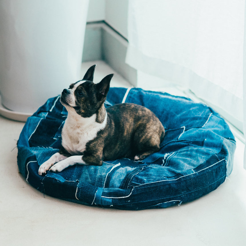再生コルク×廃デニム×再生ポリエステル BUDDY BED (ROUND) ペットと暮らす